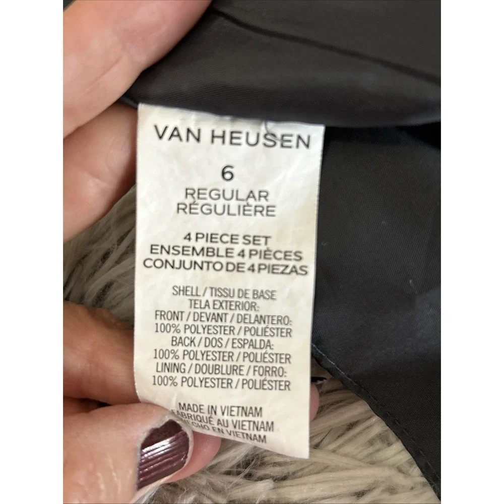 Van Heusen Boys Suit‎ Vest 4 Button Size 6 Gray Formal Casual Preppy Sleeveless
